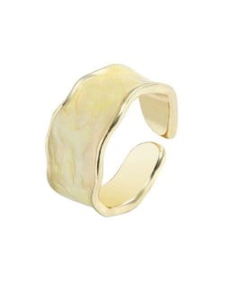 Oil-spot Glazed Wide Fashion Women Open Ring - Beige