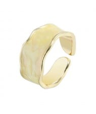 Oil-spot Glazed Wide Fashion Women Open Ring - Beige