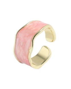 Oil-spot Glazed Wide Fashion Women Open Ring - Pink