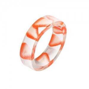Fruits Fashion Acrylic Women Wholesale Ring - Strawberry Slice 