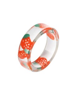 Fruits Fashion Acrylic Women Wholesale Ring - Strawberry