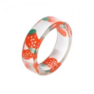 Fruits Fashion Acrylic Women Wholesale Ring - Strawberry
