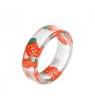 Fruits Fashion Acrylic Women Wholesale Ring - Strawberry