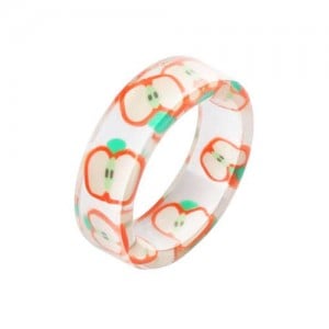 Fruits Fashion Acrylic Women Wholesale Ring - Apple