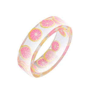 Fruits Fashion Acrylic Women Wholesale Ring - Lemon