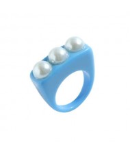 Artificial Pearl Embellished Creative Summer Fashion Resin Ring - Blue