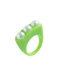 Artificial Pearl Embellished Creative Summer Fashion Resin Ring - Green