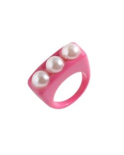 Artificial Pearl Embellished Creative Summer Fashion Resin Ring - Pink