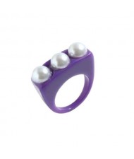Artificial Pearl Embellished Creative Summer Fashion Resin Ring - Purple