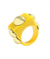 Golden Balls Inlaid U.S. High Fashion Bold Style Women Resin Wholesale Ring - Yellow