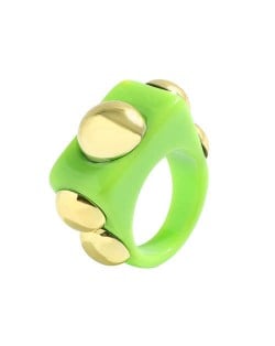 Golden Balls Inlaid U.S. High Fashion Bold Style Women Resin Wholesale Ring - Green