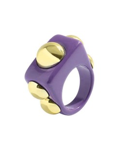 Golden Balls Inlaid U.S. High Fashion Bold Style Women Resin Wholesale Ring - Purple