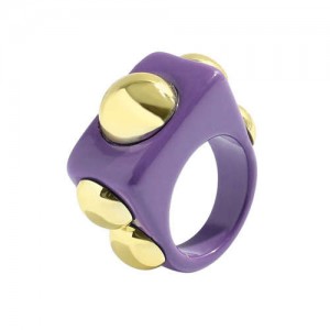 Golden Balls Inlaid U.S. High Fashion Bold Style Women Resin Wholesale Ring - Purple