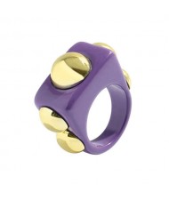 Golden Balls Inlaid U.S. High Fashion Bold Style Women Resin Wholesale Ring - Purple