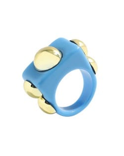 Golden Balls Inlaid U.S. High Fashion Bold Style Women Resin Wholesale Ring - Blue