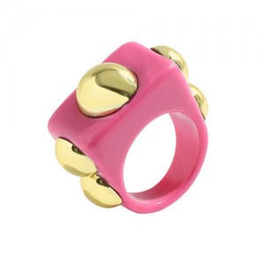 Golden Balls Inlaid U.S. High Fashion Bold Style Women Resin Wholesale Ring - Rose