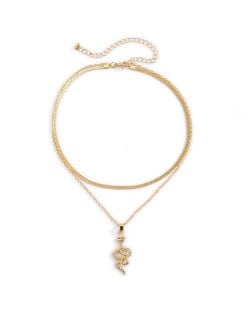 Golden Snake Pendant Vintage Dual Layers Design High Fashion Women Necklace