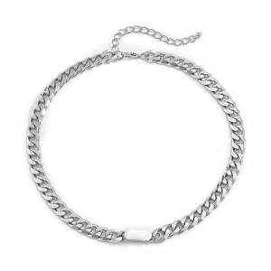 Bold Fashion Hip-hop Alloy Chain Women Choker Costume Necklace - Silver