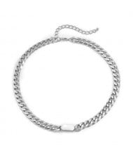Bold Fashion Hip-hop Alloy Chain Women Choker Costume Necklace - Silver