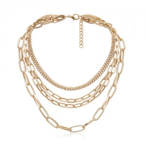 Pearl Decorated Multi-layers Chain Tassel Women Wholesale Statement Necklace