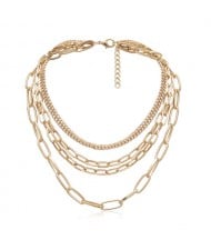 Pearl Decorated Multi-layers Chain Tassel Women Wholesale Statement Necklace