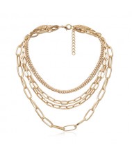 Pearl Decorated Multi-layers Chain Tassel Women Wholesale Statement Necklace