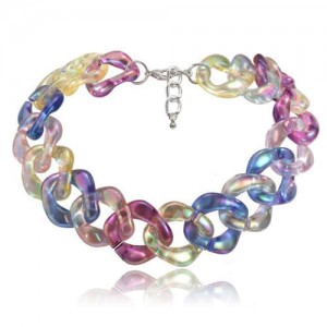 Exotic Colorful Acrylic Chain High Fashion Women Costume Wholesale Choker Necklace