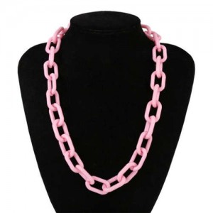 Hip-hop Fashion Big Chain Design Acrylic Wholesale Costume Necklace - Pink
