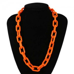 Hip-hop Fashion Big Chain Design Acrylic Wholesale Costume Necklace - Orange