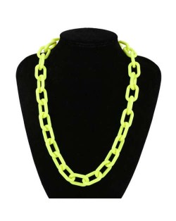 Hip-hop Fashion Big Chain Design Acrylic Wholesale Costume Necklace - Fluorescent Green