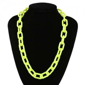 Hip-hop Fashion Big Chain Design Acrylic Wholesale Costume Necklace - Fluorescent Green