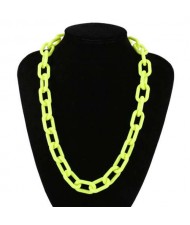 Hip-hop Fashion Big Chain Design Acrylic Wholesale Costume Necklace - Fluorescent Green