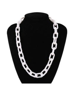 Hip-hop Fashion Big Chain Design Acrylic Wholesale Costume Necklace - White