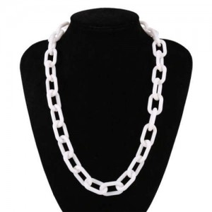 Hip-hop Fashion Big Chain Design Acrylic Wholesale Costume Necklace - White