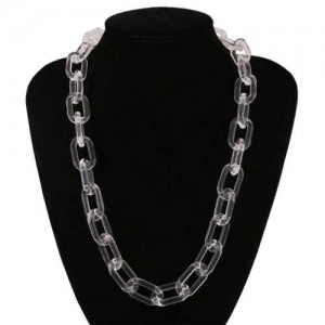 Hip-hop Fashion Big Chain Design Acrylic Wholesale Costume Necklace - Transparent