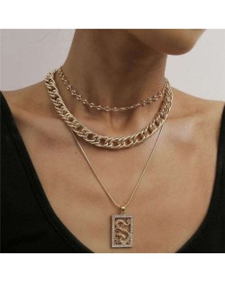 Delicate Dragon Pendant Triple Layers Hip-hop Fashion Costume Wholesale Necklace