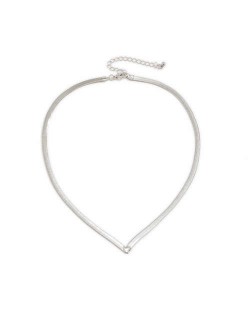 Hip-hop Trend V Shape Design Snake Bone Chain U.S. Fashion Women Wholesale Necklace - Silver