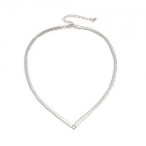 Hip-hop Trend V Shape Design Snake Bone Chain U.S. Fashion Women Wholesale Necklace - Silver