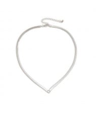 Hip-hop Trend V Shape Design Snake Bone Chain U.S. Fashion Women Wholesale Necklace - Silver