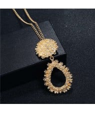 High Fashion Hollow Waterdrop Pendant Western Style Wholesale Costume Necklace - Golden