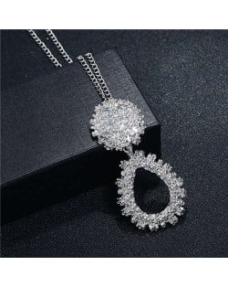 High Fashion Hollow Waterdrop Pendant Western Style Wholesale Costume Necklace - Silver