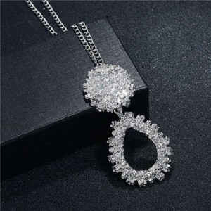 High Fashion Hollow Waterdrop Pendant Western Style Wholesale Costume Necklace - Silver