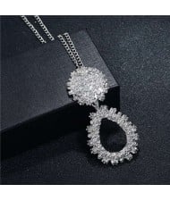 High Fashion Hollow Waterdrop Pendant Western Style Wholesale Costume Necklace - Silver