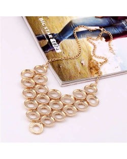 Hollow Golden Rounds Cluster Design Wholesale Women Bib Statement Necklace