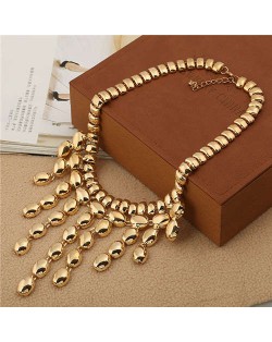 Golden Beads Tassel Fashion Women Alloy Wholesale Statement Costume Necklace