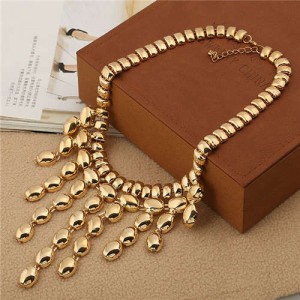Golden Beads Tassel Fashion Women Alloy Wholesale Statement Costume Necklace