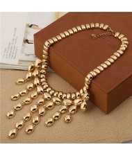 Golden Beads Tassel Fashion Women Alloy Wholesale Statement Costume Necklace