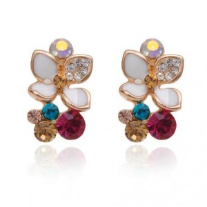 Multicolor Flower Fashion Rose Gold Earrings