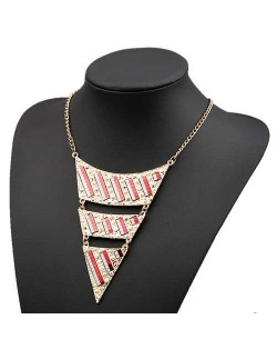 Fluorescent Decorations Bold Triangle Pendant High Fashion Women Costume Bib Necklace - Red