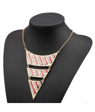 Fluorescent Decorations Bold Triangle Pendant High Fashion Women Costume Bib Necklace - Red